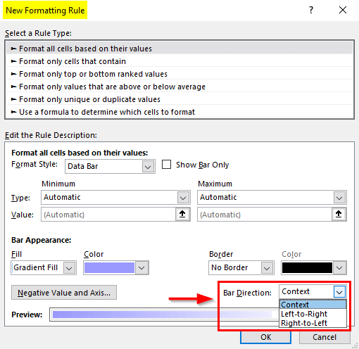 Data Bar Direction 2