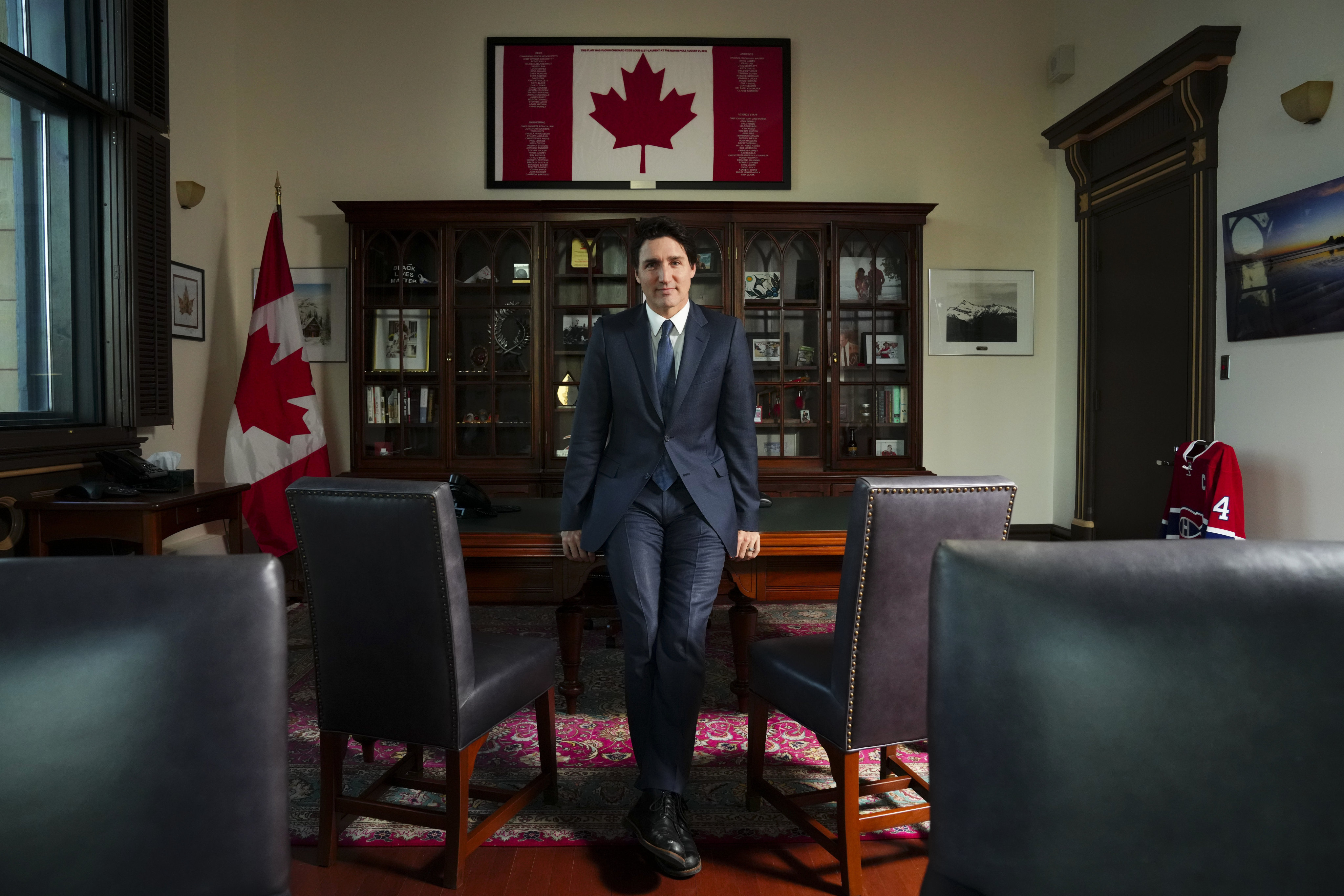 Canadian Prime Minister Justin Trudeau poses for a portrait in his office in Ottawa, Ontario, on December 12, 2022. Photo: AP