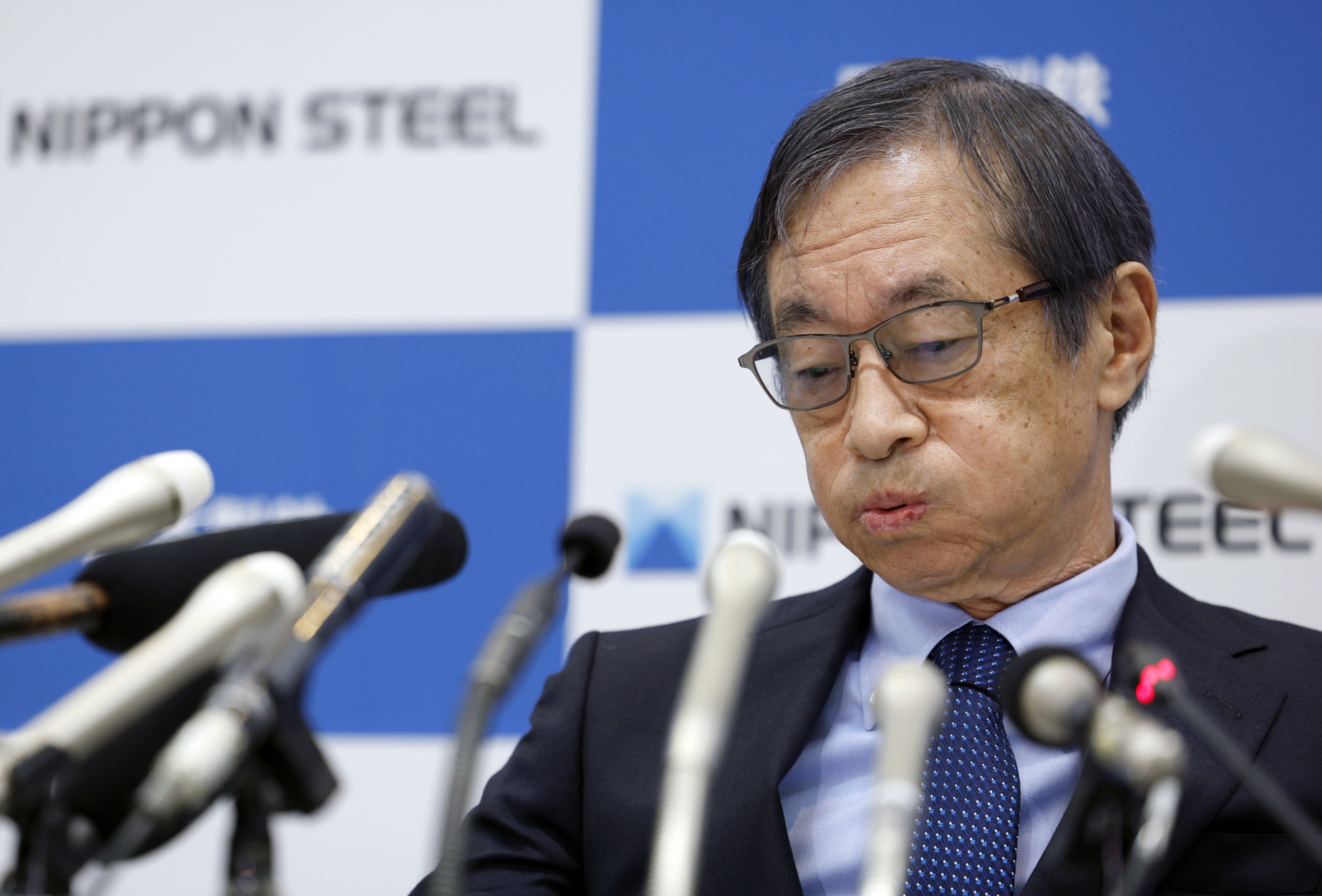 Nippon Steel President and CEO Eiji Hashimoto attends a press conference at the company headquarters in Tokyo on January 7, 2025. Photo: EPA-EFE