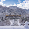 富山地鉄とペアの雪だるま