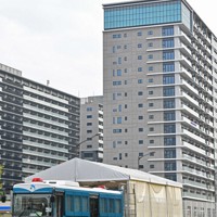 東京オリンピックの選手村＝東京都中央区で2021年7月13日、宮間俊樹撮影