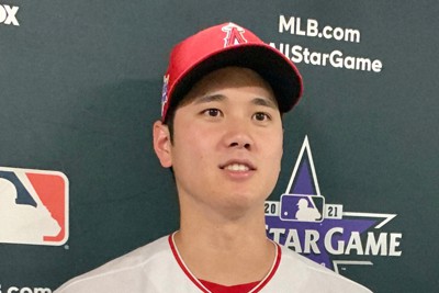 エンゼルスの大谷翔平＝米西部コロラド州デンバーのクアーズ・フィールドで2021年7月12日、福永方人撮影