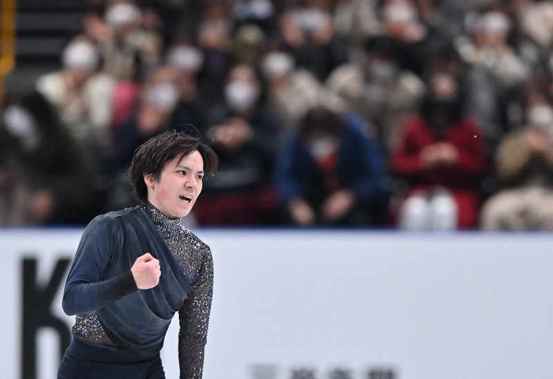 男子ショートプログラムで演技する宇野昌磨＝さいたまスーパーアリーナで2021年12月24日、手塚耕一郎撮影