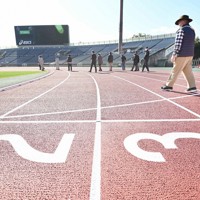 全国高校駅伝大会の発着点となる「たけびしスタジアム京都」＝京都市右京区で2020年12月、山崎一輝撮影