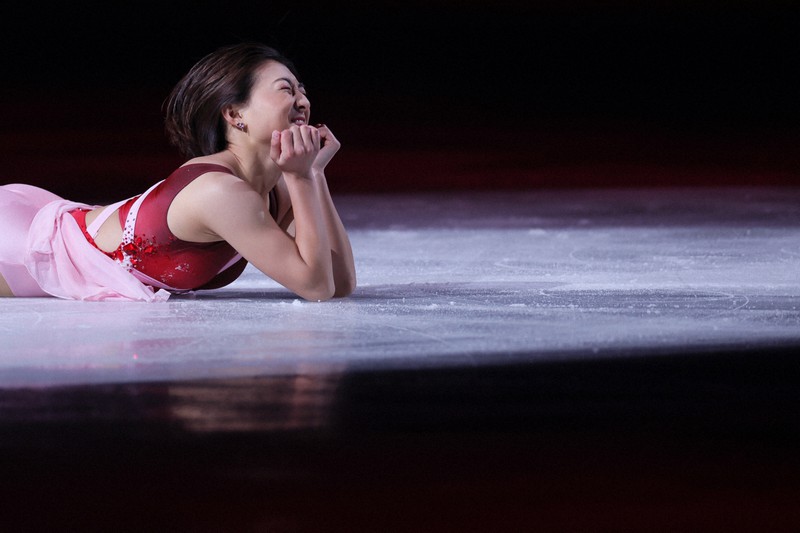 エキシビションで演技する坂本花織＝さいたまスーパーアリーナで2023年3月26日、吉田航太撮影