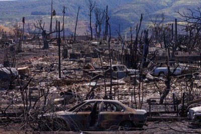 山火事で大きな被害が出た米ハワイ州マウイ島ラハイナ＝2023年8月15日、ロイター