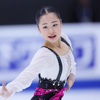 ジュニア女子SPで演技する島田麻央＝中国・北京で2023年12月7日、吉田航太撮影