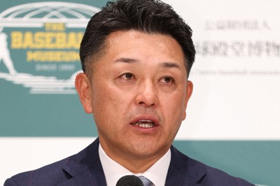 野球殿堂入りが決まり、記者会見する谷繁元信さん＝東京都文京区で2024年1月18日午後4時2分、玉城達郎撮影