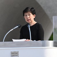 グテレス国連事務総長のあいさつを代読する中満泉事務次長＝広島市中区で2024年8月6日午前8時48分、北村隆夫撮影