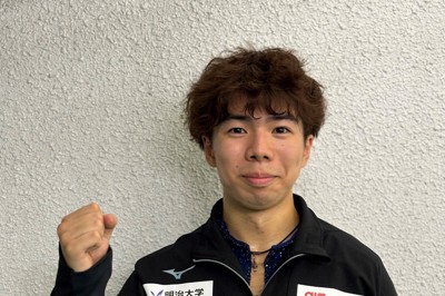 東日本学生選手権で優勝した佐藤駿選手＝前橋市のALSOKぐんまアイスアリーナで2024年10月13日午前10時22分、倉沢仁志撮影