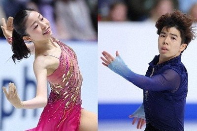 千葉百音選手（左）と佐藤駿選手