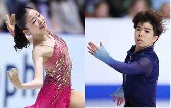 千葉百音選手（左）と佐藤駿選手