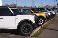 A long line of unsold 2024 Bronco utility vehicles sit on display at Ford dealership on Nov. 28, 2024, in southeast Denver. (AP Photo/David Zalubowski, File)