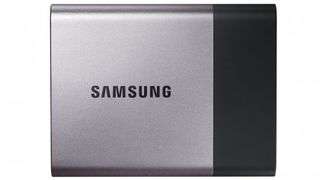 Samsung T3 SSD from the front on a white background