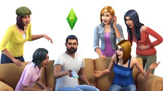 The Sims 4 cheats - A sim tries to watch TV while others express surprise at him