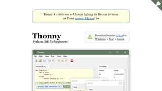 Thonny website screenshot.