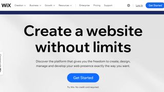 Skärmdump av Wix-hemsidan.