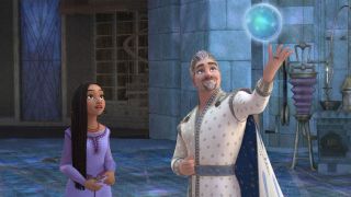 King Magnifico introduces Asha to his wishing room in Disney&#039;s Wish film