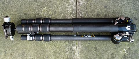 Vanguard VEO 3T+ 234CB travel tripod folded on the ground