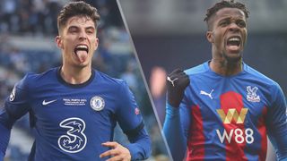 Chelsea vs Crystal Palace live stream Premier League 2021-2022 — Kai Havertz of Chelsea and Wilfried Zaha of Crystal Palace