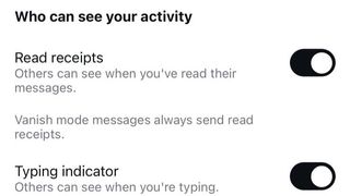 A Read receipts toggle in Instagram settings