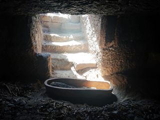 The tomb was discovered beneath a set of stairs.