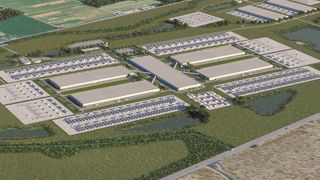 Digital mockup of Meta's new $10 billion data center in Richland Parish, northeast Louisiana.