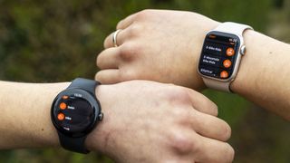 The STrava app on a smartwatch display