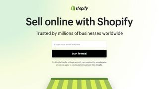 Skärmdump av Shopify-hemsidan.