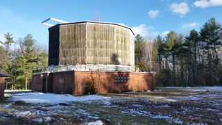 A closer view of the optical telescope building at Oak Ridge Observatory.