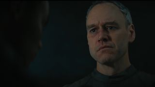 Lewis Pirenne looking sad in Foundation episode 8