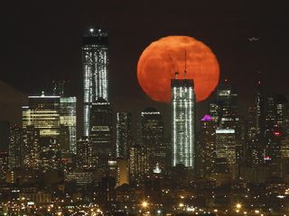 Supermoon over Manhattan