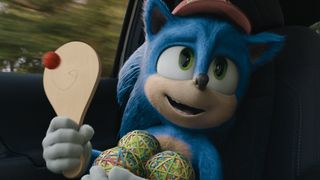 Sonic (Ben Schwartz) in SONIC THE HEDGEHOG from Paramount Pictures and Sega. Photo Credit: Courtesy Paramount Pictures and Sega of America.