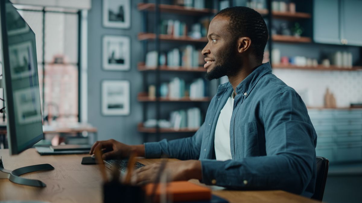 Man using desktop PC