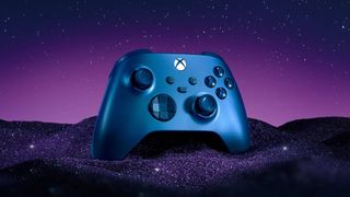 Xbox Wireless Controller - Aqua Shift Edition against a starry backdrop