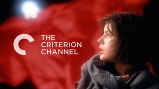 Irene Jacob against red background