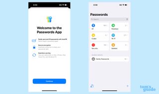 Screenshots of the new passwords app added in iOS 18