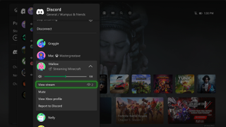 The updated Discord interface on Xbox.