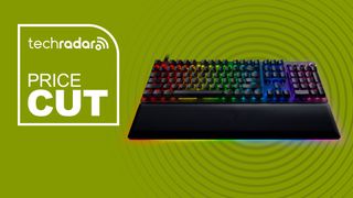 The Razer Huntsman V2 Analog on a green background with the text &#039;PRICE CUT&#039;.