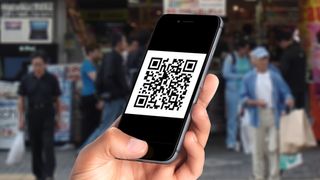 QR code on iPhone screen