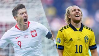 Sweden vs Poland live stream at Euro 2020 — Robert Lewandoski of Poland and Emil Forsberg of Sweden