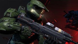 Ein Spartaner aus Halo Infinite hält ein Gewehr