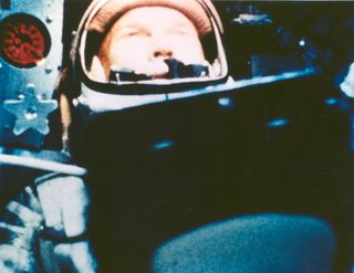 Astronaut John Glenn During His First Orbit in Friendship 7