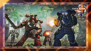 A group of space marines in a shootout in Warhammer 40,000: Space Marine 2, one of 2024's best shooters along with Stalker 2 and Call of Duty Black Ops 6