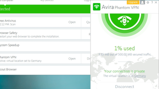 Avira Phantom VPN is very easy to use, though its 500MB per month data cap means it's only practical for very occasional use