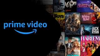 Amazon Prime Video promo image with the logo and tv shows and movie titles down the right hand side.