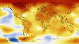 Temperature on Earth graphic illustration on map. 