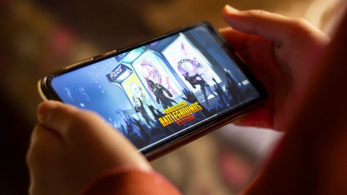 AS mobile phone showing a person playing PUBG Mobile