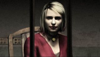 Silent Hill 2 screenshot of Maria in a prison cell, talking to James Sunderland through the bars