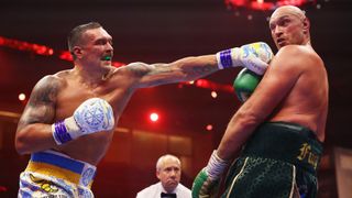 Fury vs Usyk: Oleksandr Usyk lands a punch in the pair's previous meeting in 2024